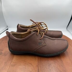 BORN Sahara Brown Nubuck Pebbled Leather Driving Oxford Moccasins Women's 8/39